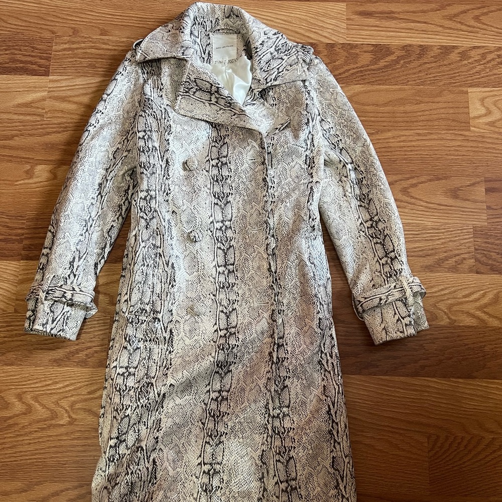 Avec Les Filles Snake Print Trench Coat in Beige and Black